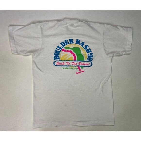 VINTAGE Boulder Bash Marco Island 1990 T-shirt Women Medium 90s Single Stitch - Picture 1 of 12